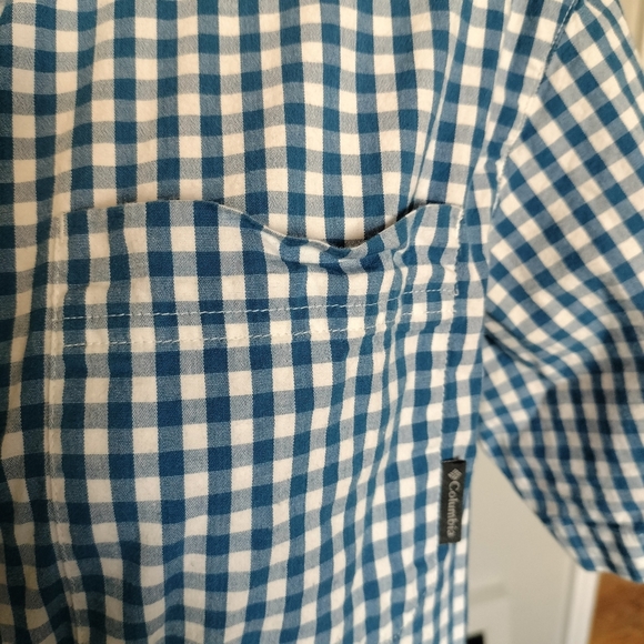 Columbia Blue and White Checkered Men's Shirt - Picture 3 of 4